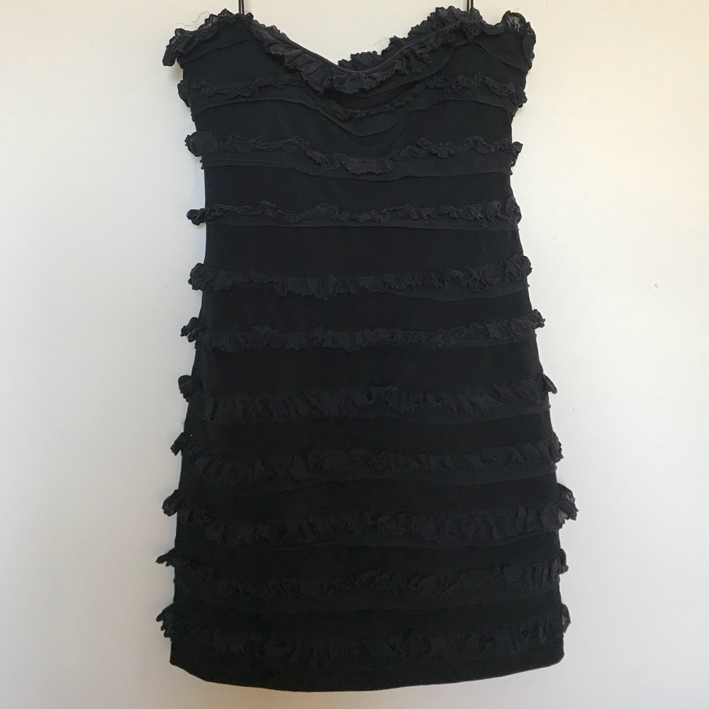 Strapless ruffled LBD from Elizabeth & James!